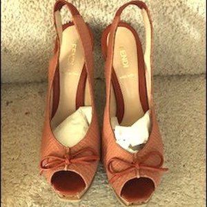 Fendi 'Cley Cley ' Sling Back Wood Pumps Platforms